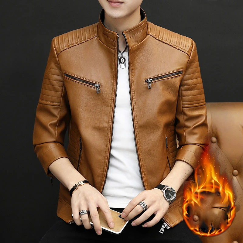 Мужская Осенняя новая мотоциклетная Повседневная винтажная кожаная куртка