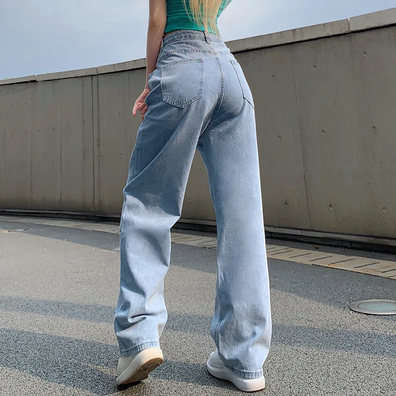 

2021 Women Low Rise Jeans Streetwear Loose Wide Baggy Pants 2000S Aesthetic Korean Fashion Hip Hop Trousers Egirl Boyfriend Jean