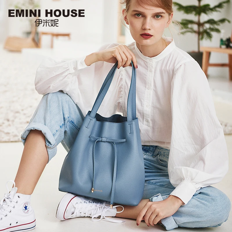 EMINI HOUSE мягкие, из кожаного спилка вместительная сумка со шнуром роскошные сумки женские сумки дизайнерские сумки через плечо для женщин сумка через плечо