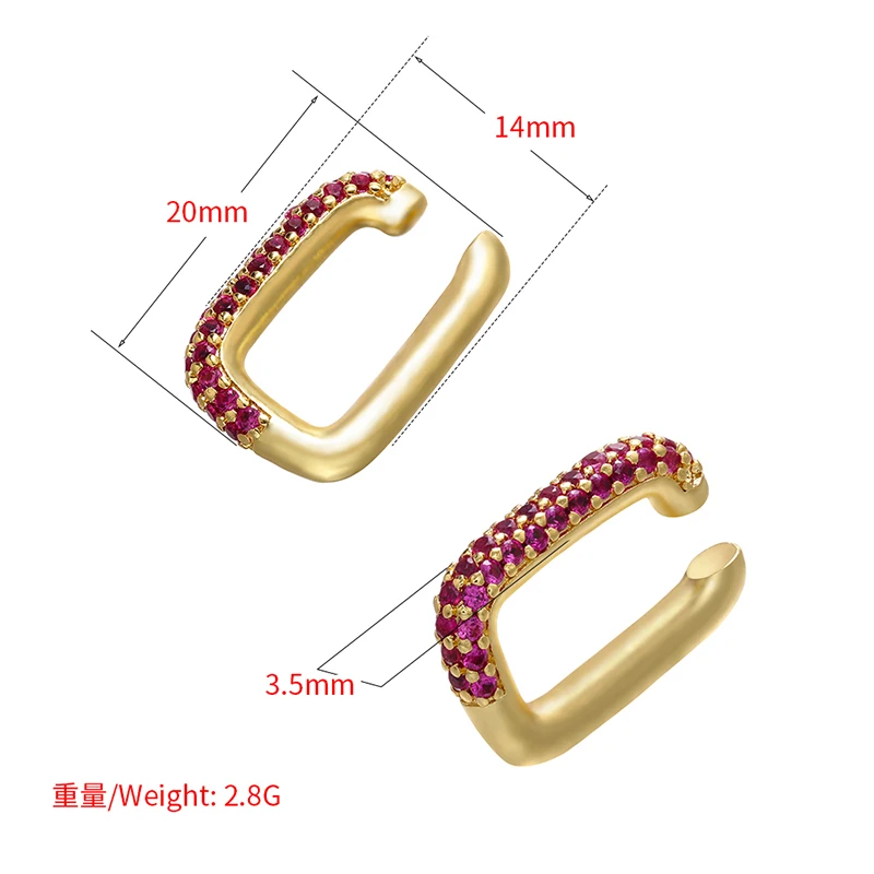 

ZHUKOU 14x20mm Fashion Cool Crystal clip earrings for women Brass simple C shape Ear Cuff for party and wedding model:VE125