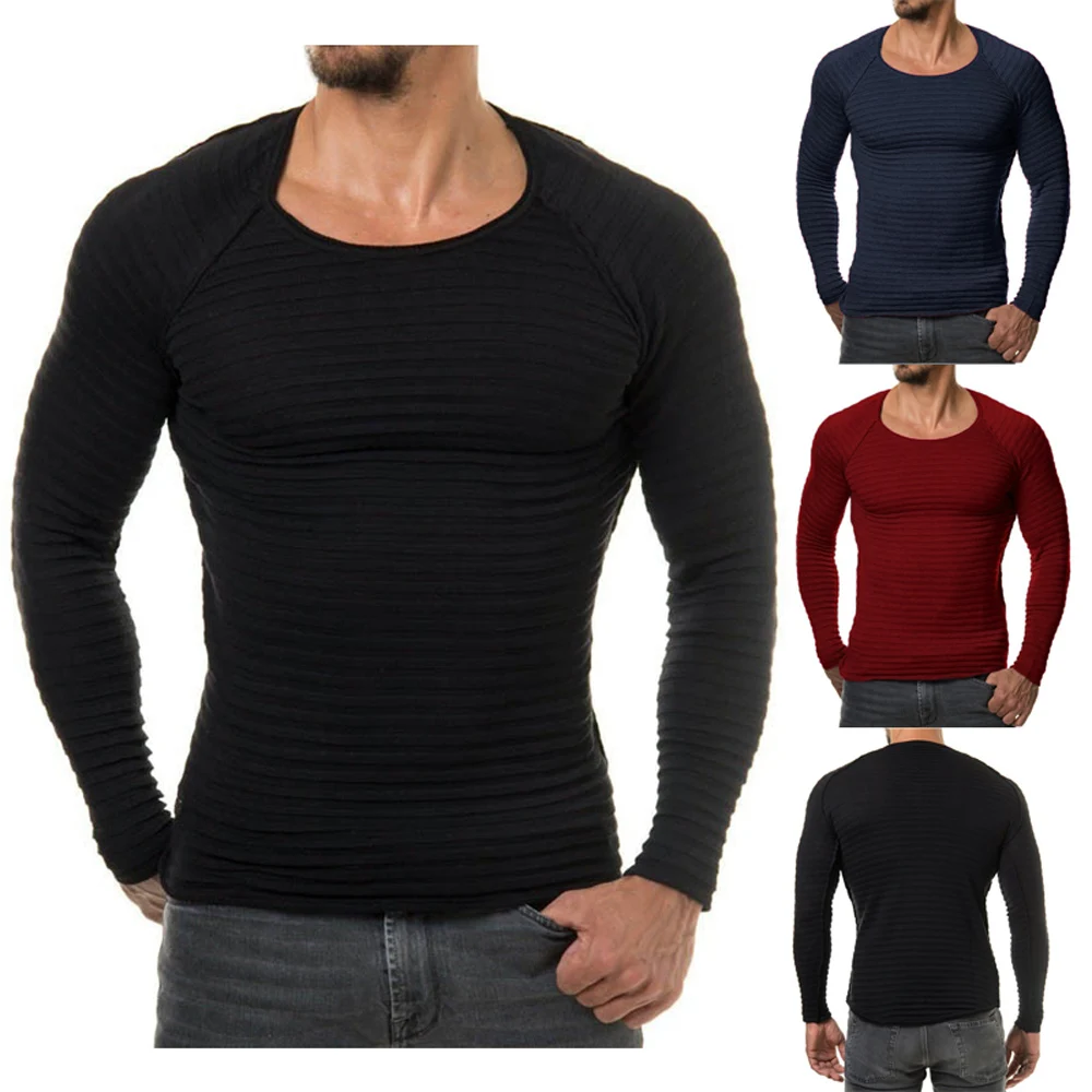 

Autumn Winter Sweater Men 2021 New Arrival Casual Pullover Men Long Sleeve O-Neck Patchwork Knitted Men Sweaters Streetwear
