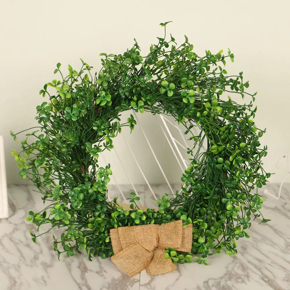

Green Wreath Artifical Four Leaf Clover Garland Hanging Pendant for Home Door Decoration