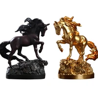 nordic gold lucky horse art statue sculpture animal steed figurine resin artcraft home desk office gift decoration accessories