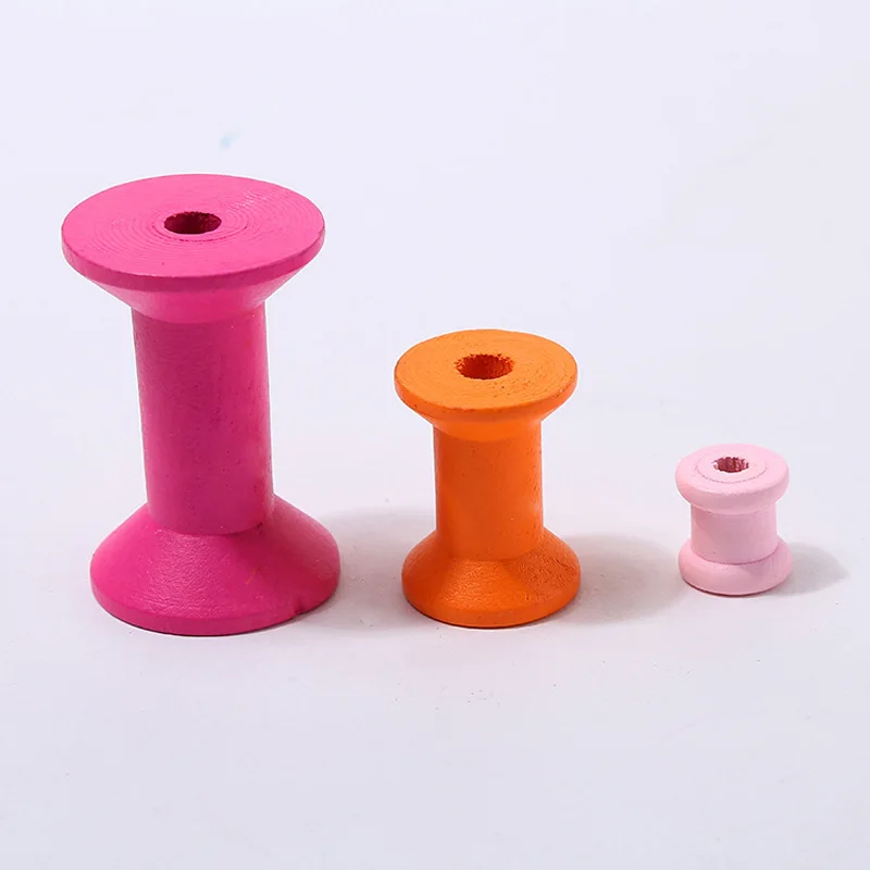 10pcs Wooden Bobbins Spools Reels Empty Organizer For Sewing Ribbons Twine Wood Crafts Tools Thread Wire |