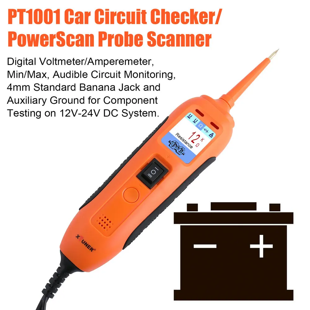 XTUNER PT101 тест на автомобильную батарею er 12 В/24 В цепь зонда питания DC/AC