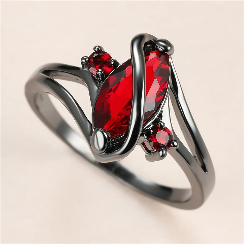 Фото Роскошное женское кольцо с красным кристаллом и камнем обручальные кольца из