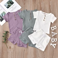 baby summer cotton soft suit childrens short sleeve shorts two piece suit cotton and linen clothes boys and girls