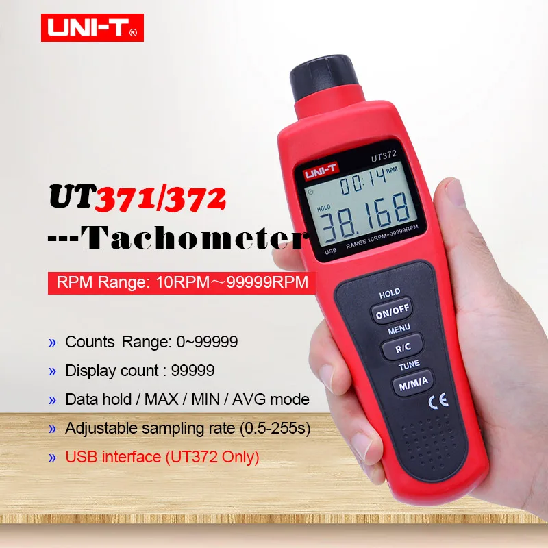 UNI T UT371 UT372 бесконтактный цифровой лазерный тахометр Удержание данных