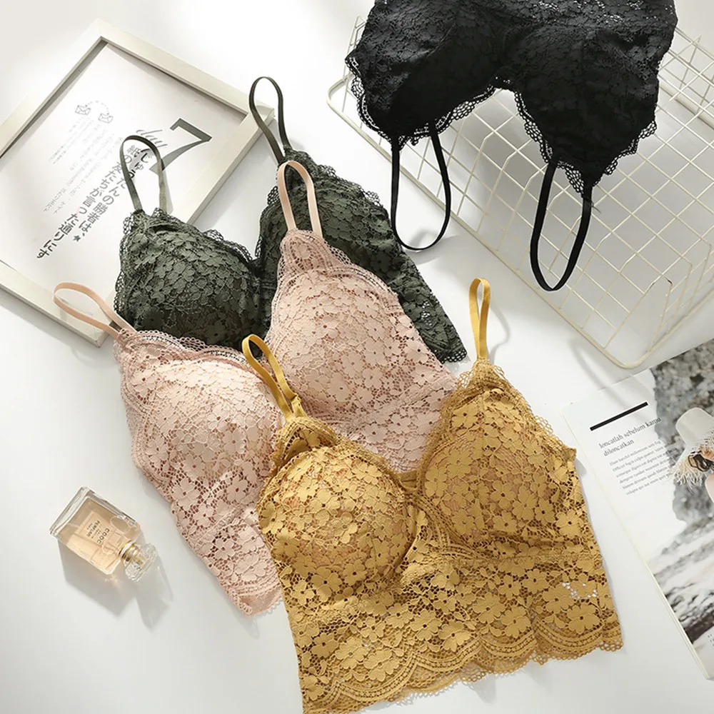 

New Arrival Women Push Up Wireless Floral Lace Bra Top Women Underwear Lingerie Full Cup Hot Sale