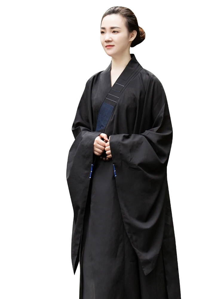 Satin Fan Haiqing Lay Buddhist Clothes Summer Robe Unlined Long Gown Four Seasons Thin Men And Women High-End Gown Haiqing