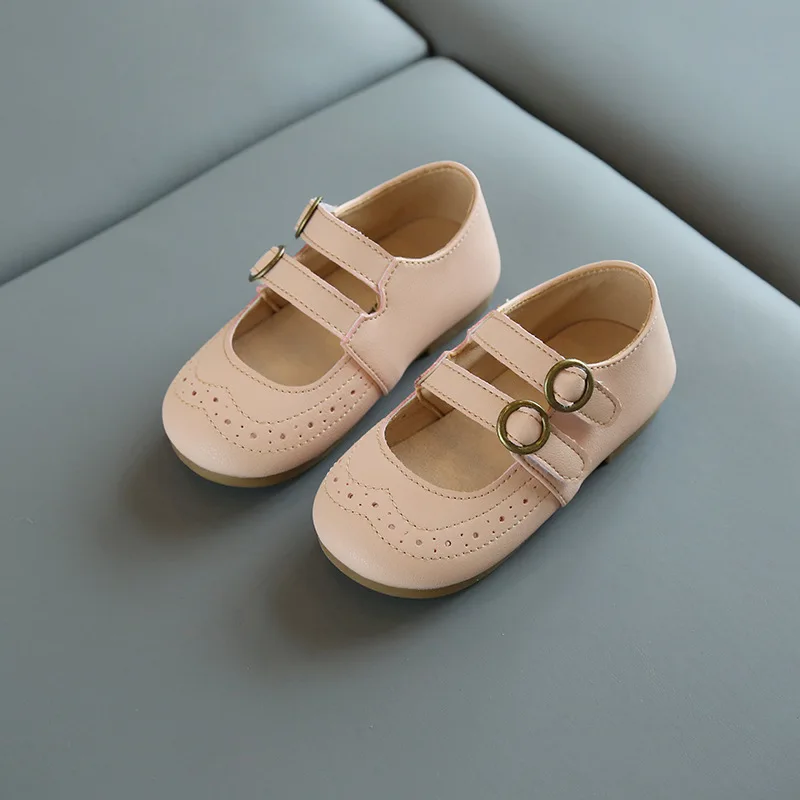 

Comfy Kids New Girls Breathable Leather Rubber Sole Princess Flat Spring Autumn Cute Casual Student Shoes