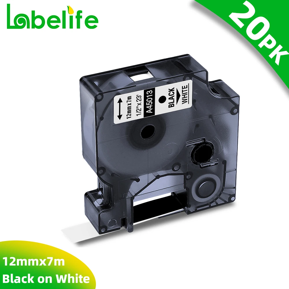 

Label Tape 12mm 6mm 9mm Compatible for Dymo LabelManage LM160 LM280 LM210D Black on White 45013 45010 45018 40918 5/6/10/20PK