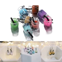 10pcslot multicolor resin pearl mini milk tea bottle pendants necklace keychain earring for diy crafts jewelry making supplies