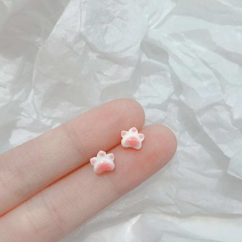 Серьги женские керамические из серебра 925 пробы с когтями|Серьги-гвоздики| |