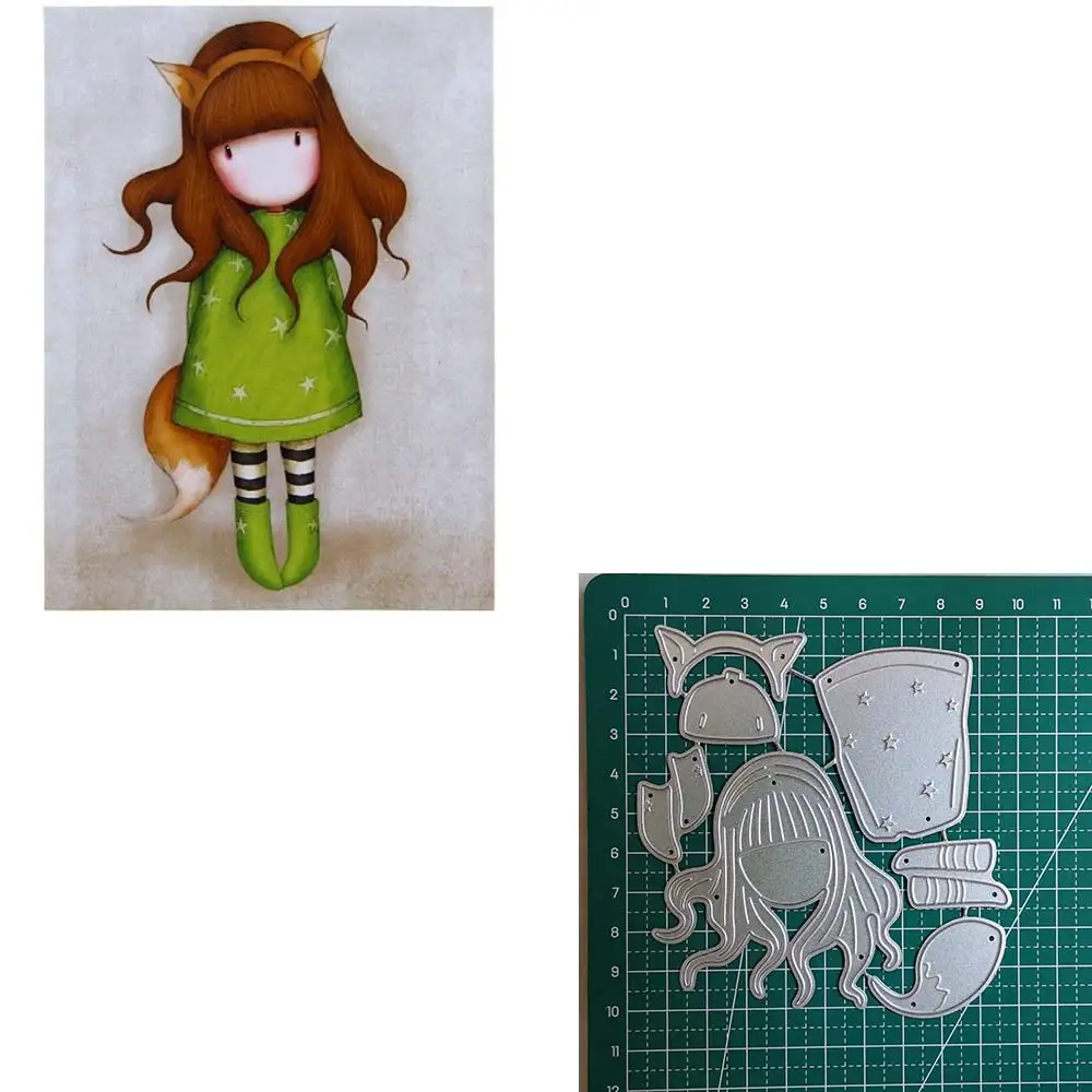 182 лисички одеваются девушка трафареты для diy скрапбукинга штампы Новые