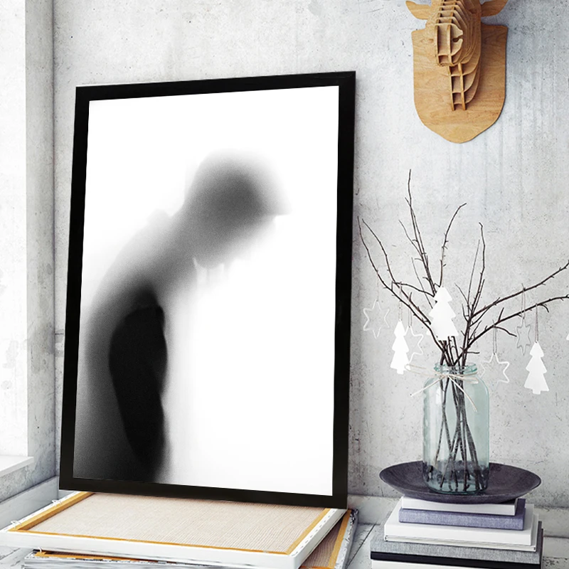 Рисунок Силуэт черный белый холст плакат абстрактная настенная живопись Печать