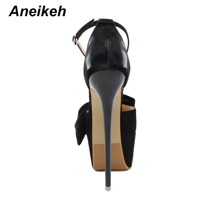 Aneikeh пикантные туфли-лодочки; женские Фетиш-туфли на очень высоком каблуке; женские туфли-лодочки на платформе с пряжкой и бантом для стриптиза; обувь для вечеринок на тонком каблуке