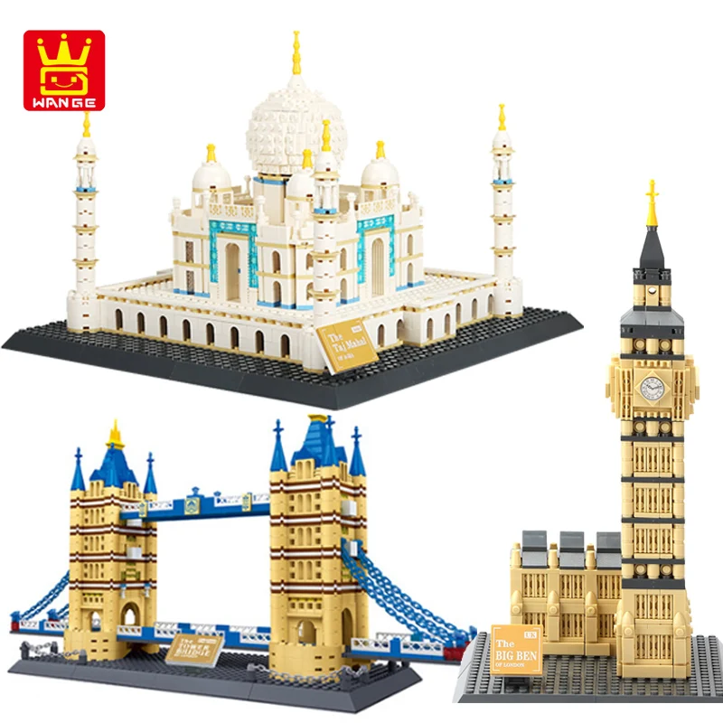 

WANGE World Famous Architecture Building Blocks Classic City Landmark Set Bridge Model Construction Assemble Bricks Toys Kids