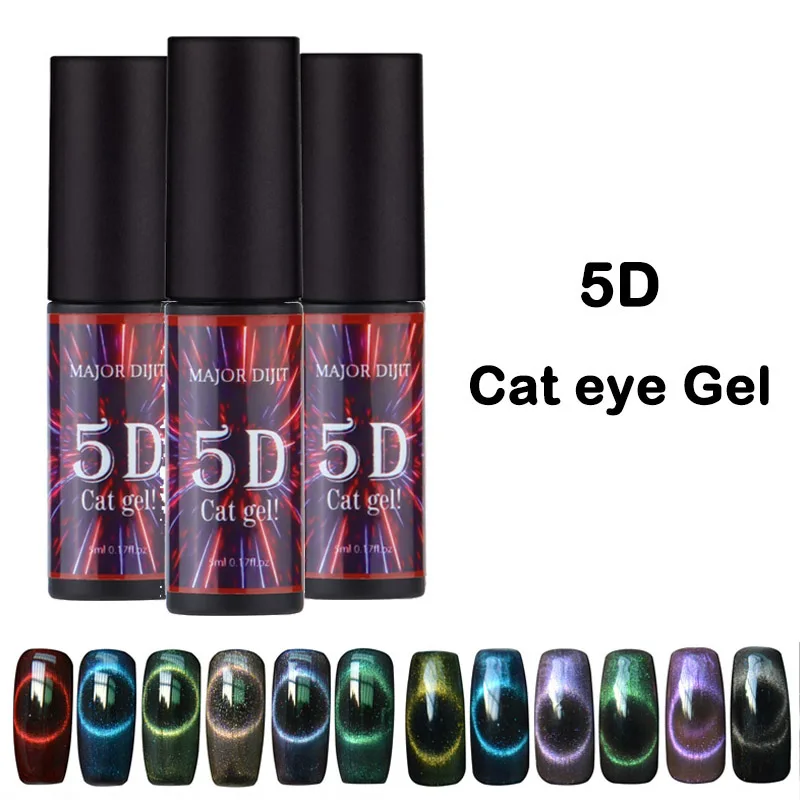 5D Cat Eye Nail Gel 5ml Magnetic 12Color Soak Off UV Gel Lacquers Starry Sky Jade Effect Varnish Nail Art Decor