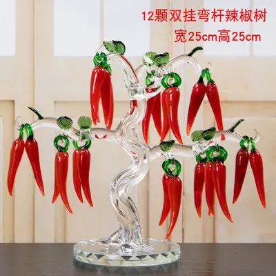 12pcs Doulbe-hang Кристалл творческий день Чили дерево красные огненные украшения винный шкаф гостиная Свадебные украшения домашний декор стола - Цвет: 12pcs Doulbe-hang