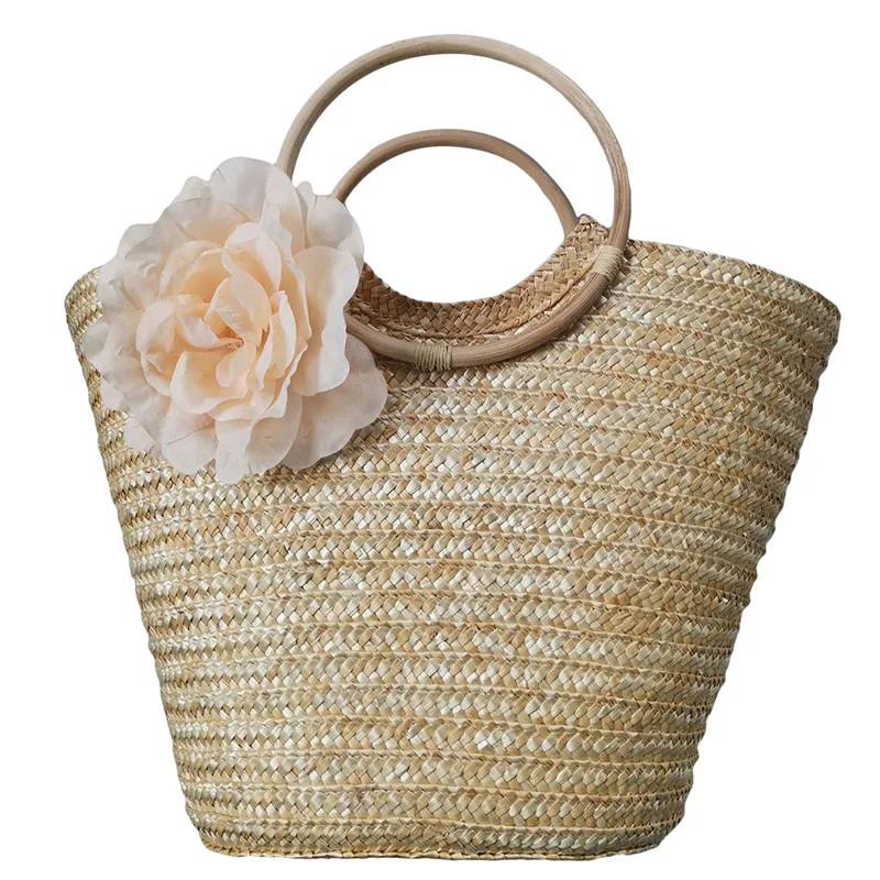 

Summer Handmade Bags for Women Beach Weaving Ladies Rattan Straw Bag Wrapped Beach Bag Handbags Totes