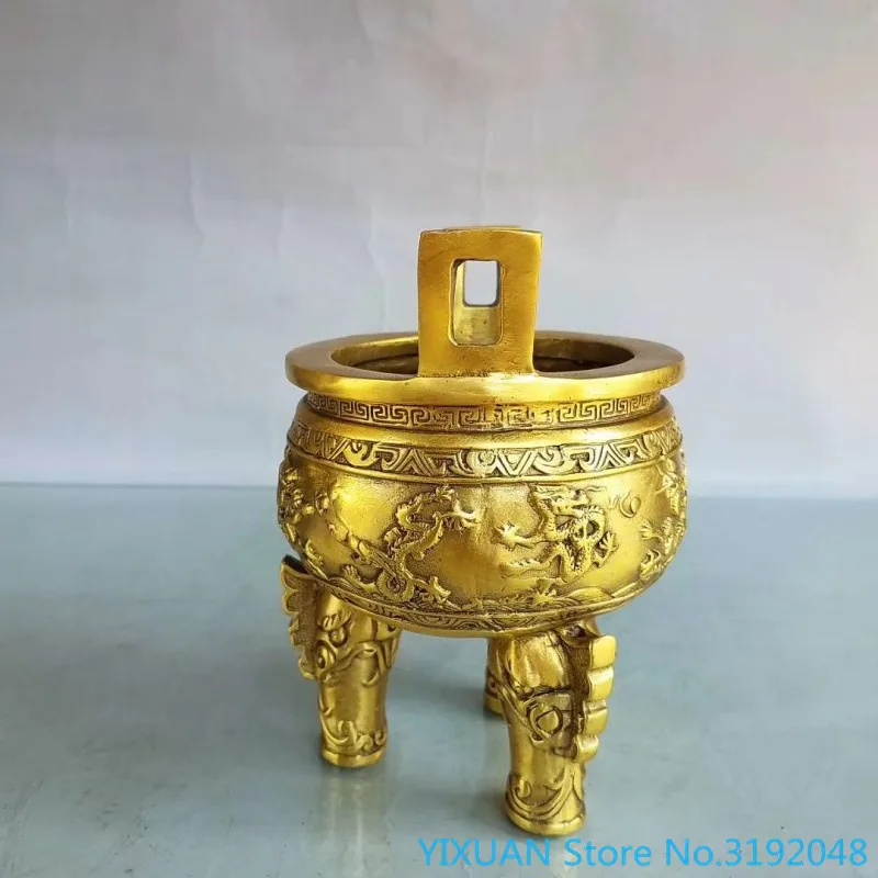 

Pure copper Kowloon censer Golden Dragon auspicious dragon bronze mascot tripod