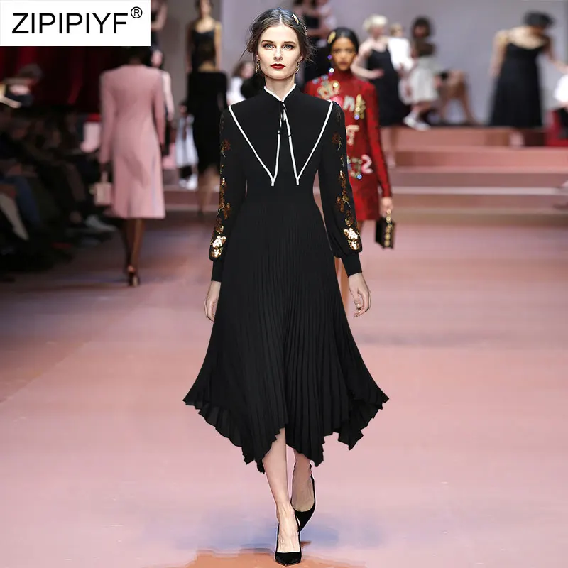 

Женское кружевное платье в стиле пэчворк, модельное платье с отложным воротником и вышивкой, бальное платье с высокой талией и асимметричны...