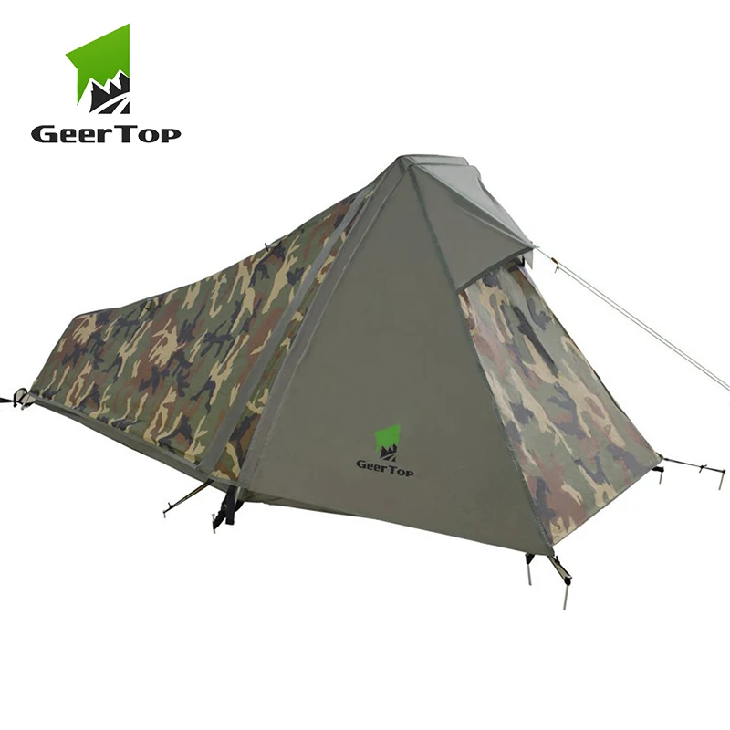 GeerTop для одного человека Bivy палатка 3-4 сезон Кемпинг палатки Сверхлегкий Водонепроницаемый армейский Bivvy палатки Открытый Туризм альпинизмом туристический