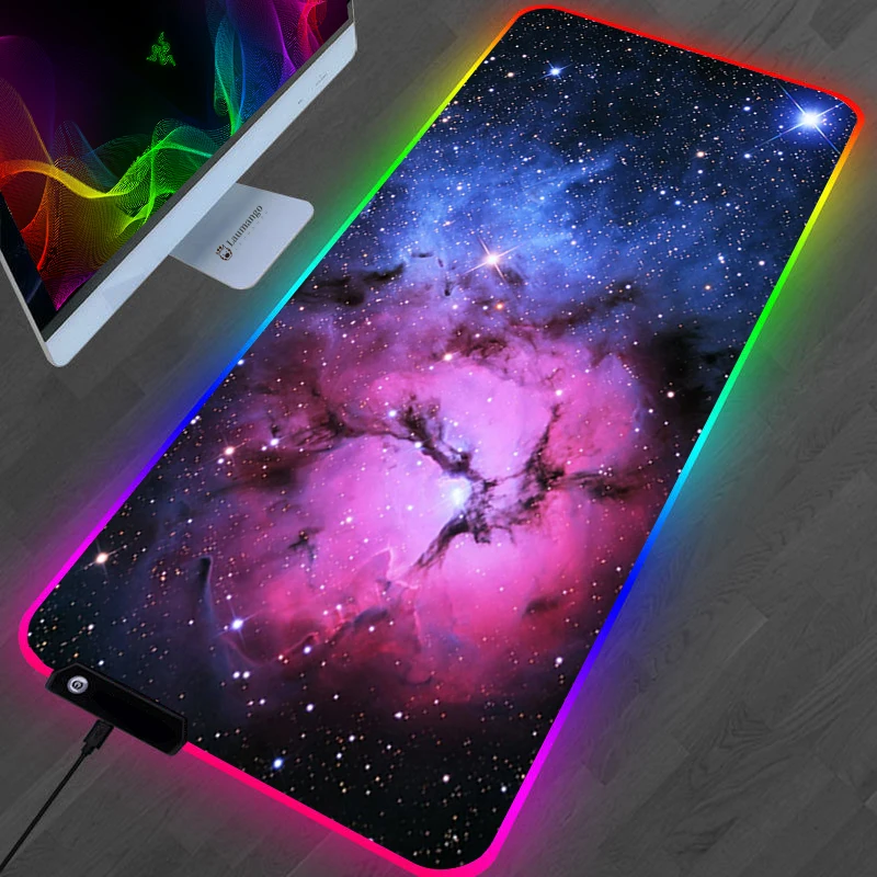 

RGB Galaxy Milky Way Mouse Pad Kawaii Gaming Accessories XL Carpet PC Gamer Completo Computer Varmilo Keyboard Desk Mat Mousepad