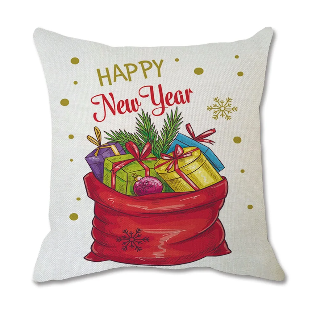 Рождественский подарок хлопковая мягкая льняная белая Подушка с красочным