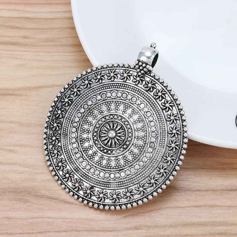 

3pcs Large Bohemia Boho Medallion Round Charms Pendants for Necklace Jewelry Making