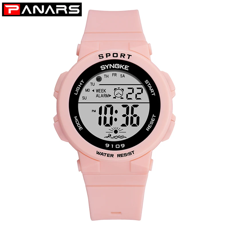 PANARS спортивные часы для женщин Led женские и водонепроницаемые цифровые 5 цветов