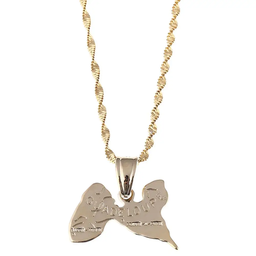 Подвеска с картой гваделупы ожерелье для женщин золотой цвет франция гваделупа