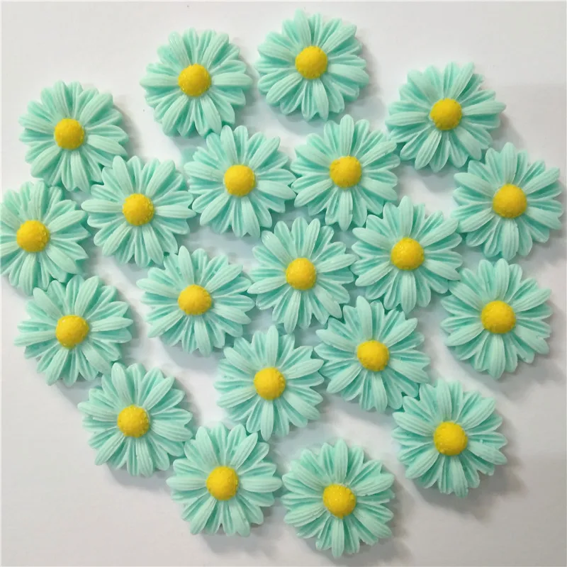 30 шт 21 мм озеро синяя Маргаритка Смола плоская задняя выпуклая круглая скрапбук