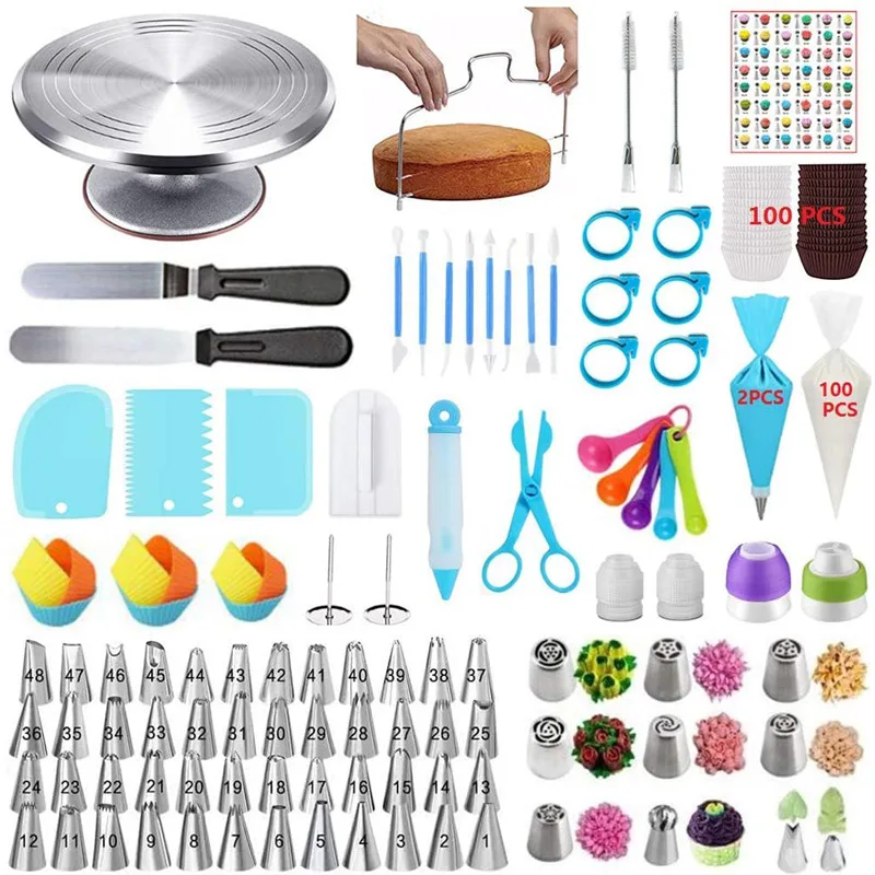 

With Numbered 307-piece Aluminum Alloy Turntable Set Cake Decoration Tool Flower Decoration Mouth Kit