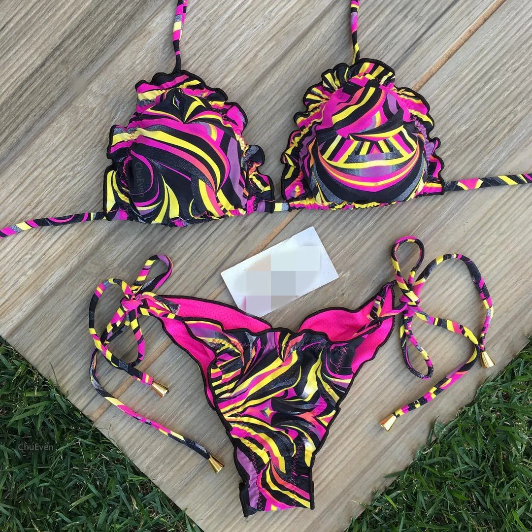 

Womens Female Micro Bikini Sexy Swimwear Women Printed Summer Swimsuit Beachwear Brazillian Bikini Set Push Up Bathing Suit