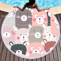 bear cats beach towels tropical cartoon animals large round beach towel microfiber round fabric bath towels picnic travel