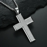 kioozol trend surface frost cross pendant stainless steel necklace for men homme hip hop jewelry 074 ko8