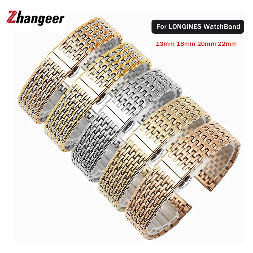 

Watch Band For Longines La Grande Watches Stainless Steel Strap 13MM 18 20MM 22MM butterfly clasp With Pins Watches Accessories