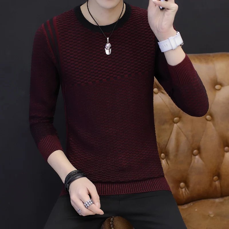 Осенне зимний мужской свитер хлопковый с длинными рукавами модный дикий