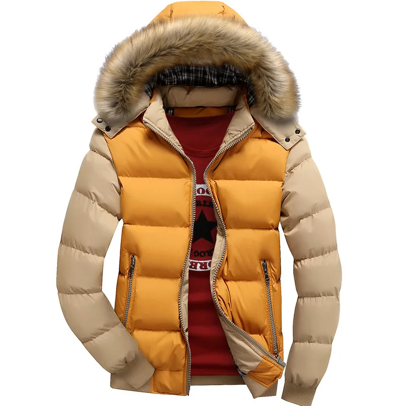 

National Men Down Jacket Winter Detachable Hat Casual Thickened Doudoune Homme Men's Handsome Youth Hooded Coat
