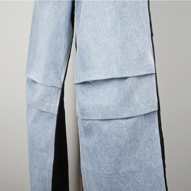 Женские джинсы с высокой талией цветные рюшами прямые свободные повседневные