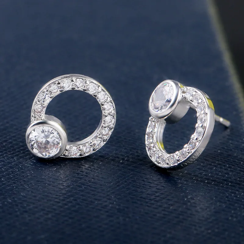 White Gold Горячая восемь стилей Роскошные блестящие микро украшенное кубическими камнями циркониевые серьги-гвоздики для женщин Свадебные серьги, ювелирные изделия CE03711 - Окраска металла: White Gold
