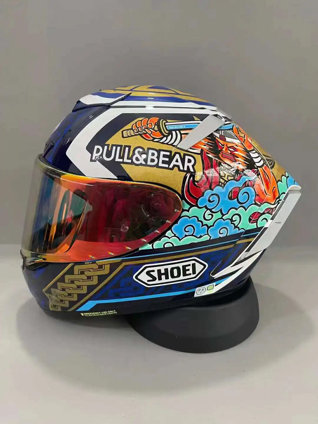 Шлем SHOEI X14 X-Fourteen R1 60th Anniversary Edition Blue Cat полнолицевой гоночный мотоциклетный каско