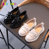 patent leather girls shoes spring and autumn new tassel bow round head children shoes black white leather student single shoes