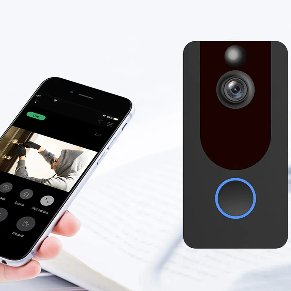 V7 HD 1080P смарт WiFi видео дверной звонок камера визуальный домофон с колокольчиком ночного видения IP дверной звонок беспроводная камера безопасности