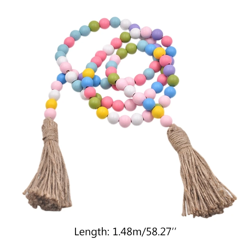 

Handmade Woven Tassel Garland Decor Wood Bead Garland Kid Baby Room Home Decor 87HA