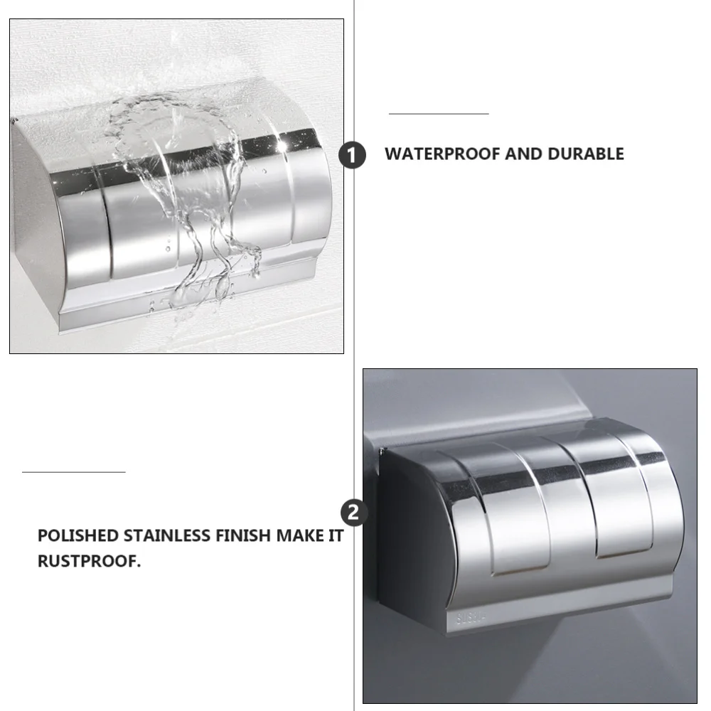 

1Pc Bathroom Paper Holder Practical Roll Paper Box for Home Silver