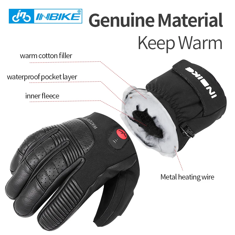 INBIKE USB Rechargeable Heated MTB Bike Gloves For Motorcycle Ski Cycling Winter Waterproof Electric Thermal Warm | Спорт и