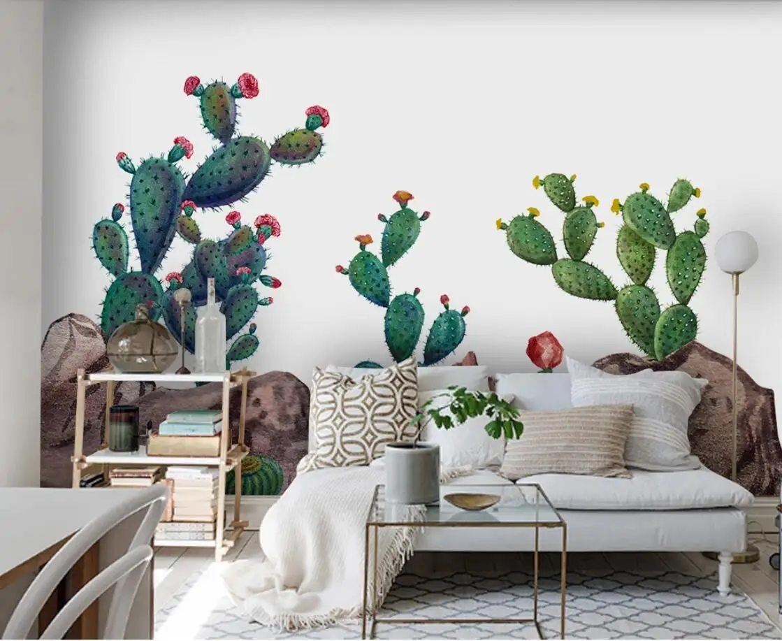 Свежая настенная Бумага С КАКТУСОМ Цветочная бумага с HD-печатью на заказ для